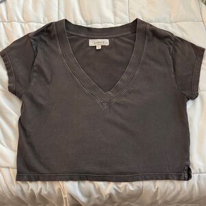l*space Charcoal V-Neck Cropped Tee